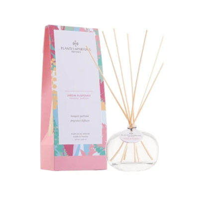 Fragrance Diffuser - Hanging Garden - This diffuser will adorn your interior while diffusing subtle and constant scents.

Delicately disposed in the bottle, the rattan sticks will get soaked with perfume diffusing it during several weeks.

This sweet fragrance takes you to a Hanging Garden, a small corner of Paradise that you? l never want to leave ! The floral notes of Rose and Magnolia blend with the delicately fruity facets of Litchi and Blackcurrant in combination with the sweetness of Musk and Iris.

Head: Rose/ Lychee/ Blackcurrant
Heart: Magnolia/ Cedar/ Violet
Base: Raspberry/ Musk/ Iris

User Tips

Remove the cap and dip the natural rattan sticks into the bottle. The sticks will be soaked with perfume and the scent will regular diffuse into the air for 1 to 2 months depending on the environment. From time to time gently move the rattan sticks to get a more intense diffusion.

Precautions

Do not swallow. Avoid contact with eyes. Keep out of reach of children. Keep away from heat. Do not place sticks on waxed or varnished furniture.